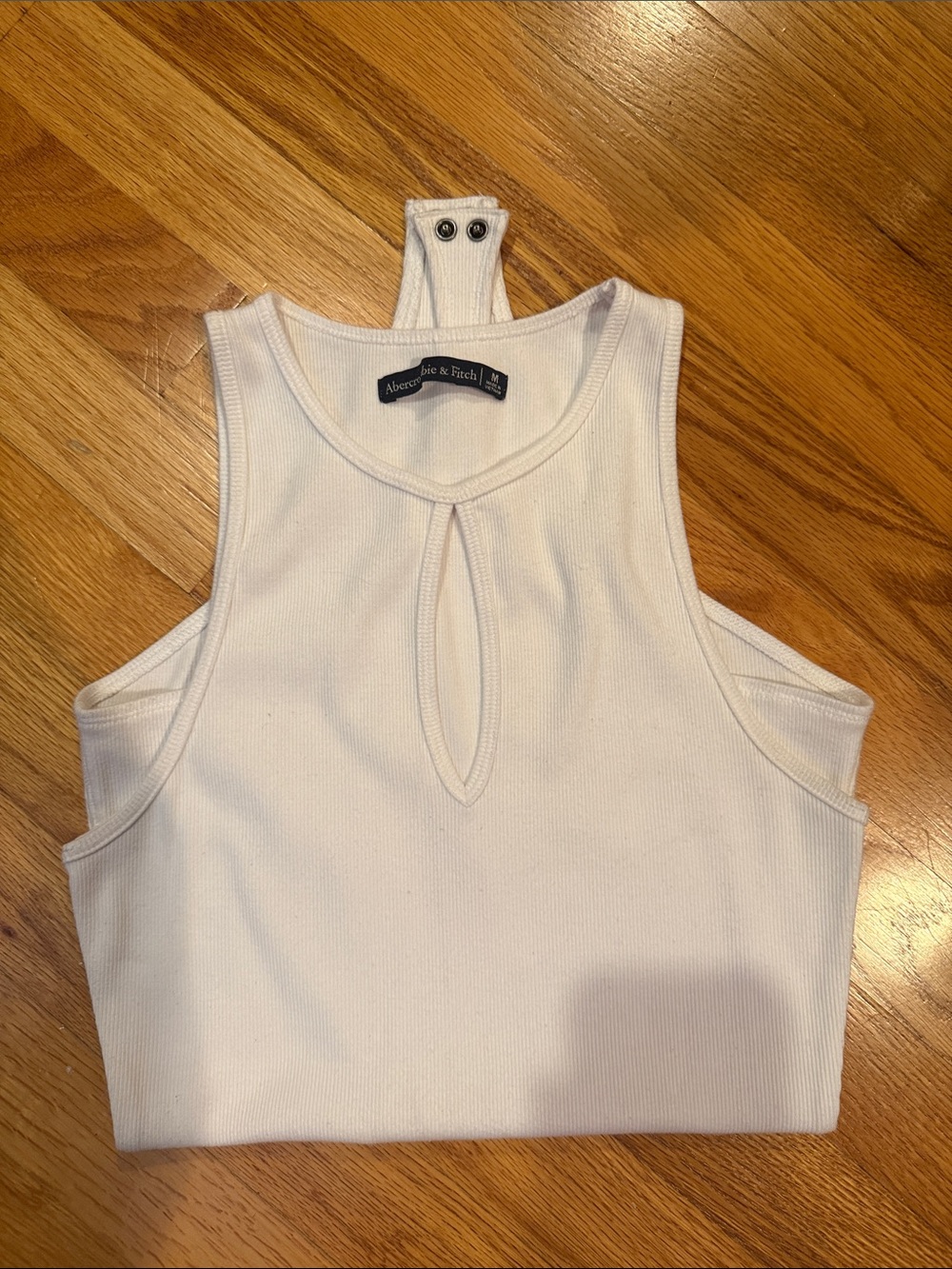 Abercrombie & Fitch White Ribbed Keyhole Halter Bodysuit - Picture 1 of 3